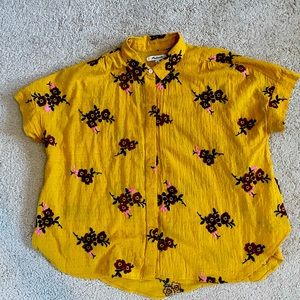 Madewell Embroidered Mustard Button Up